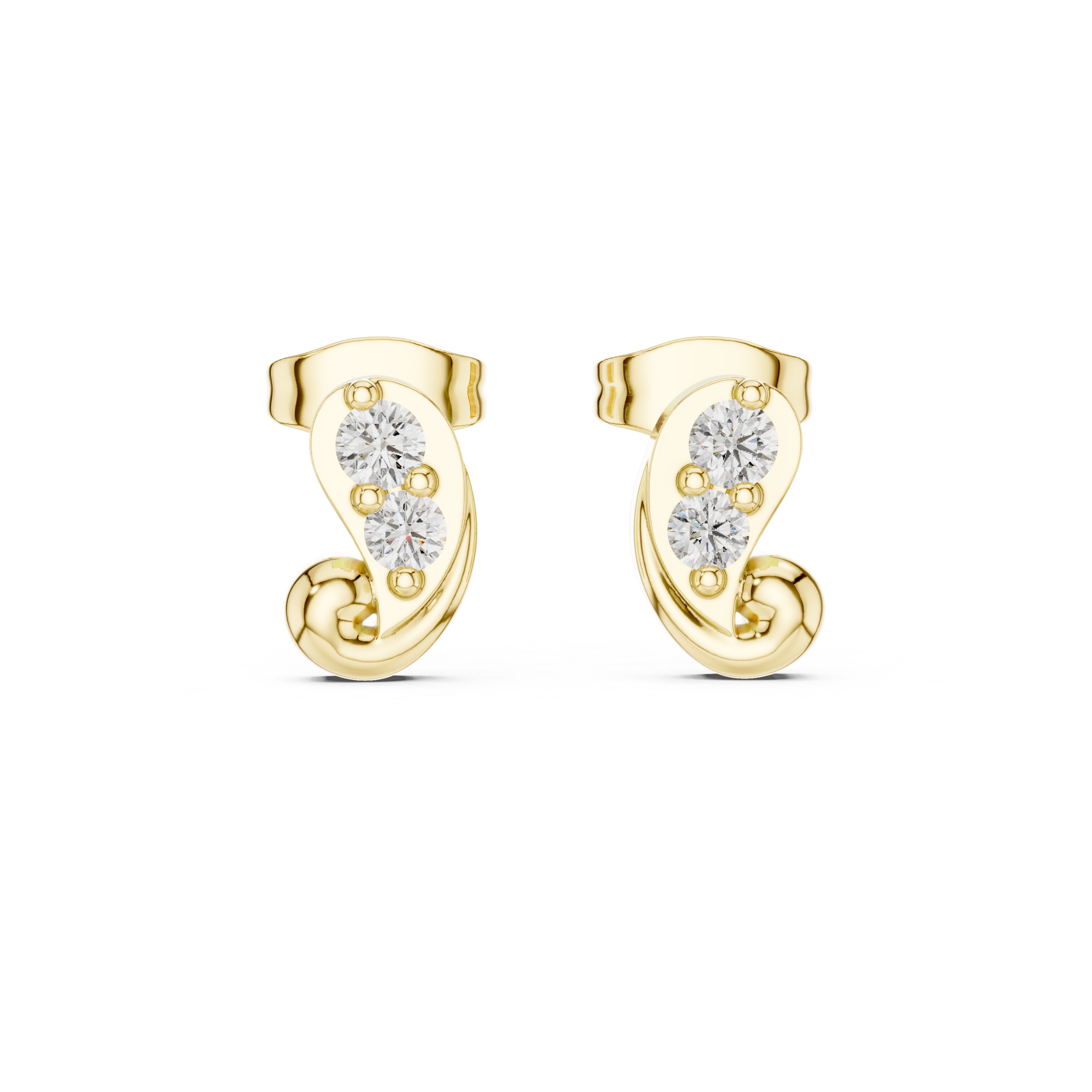 Golden Swirl Two Stone Studs