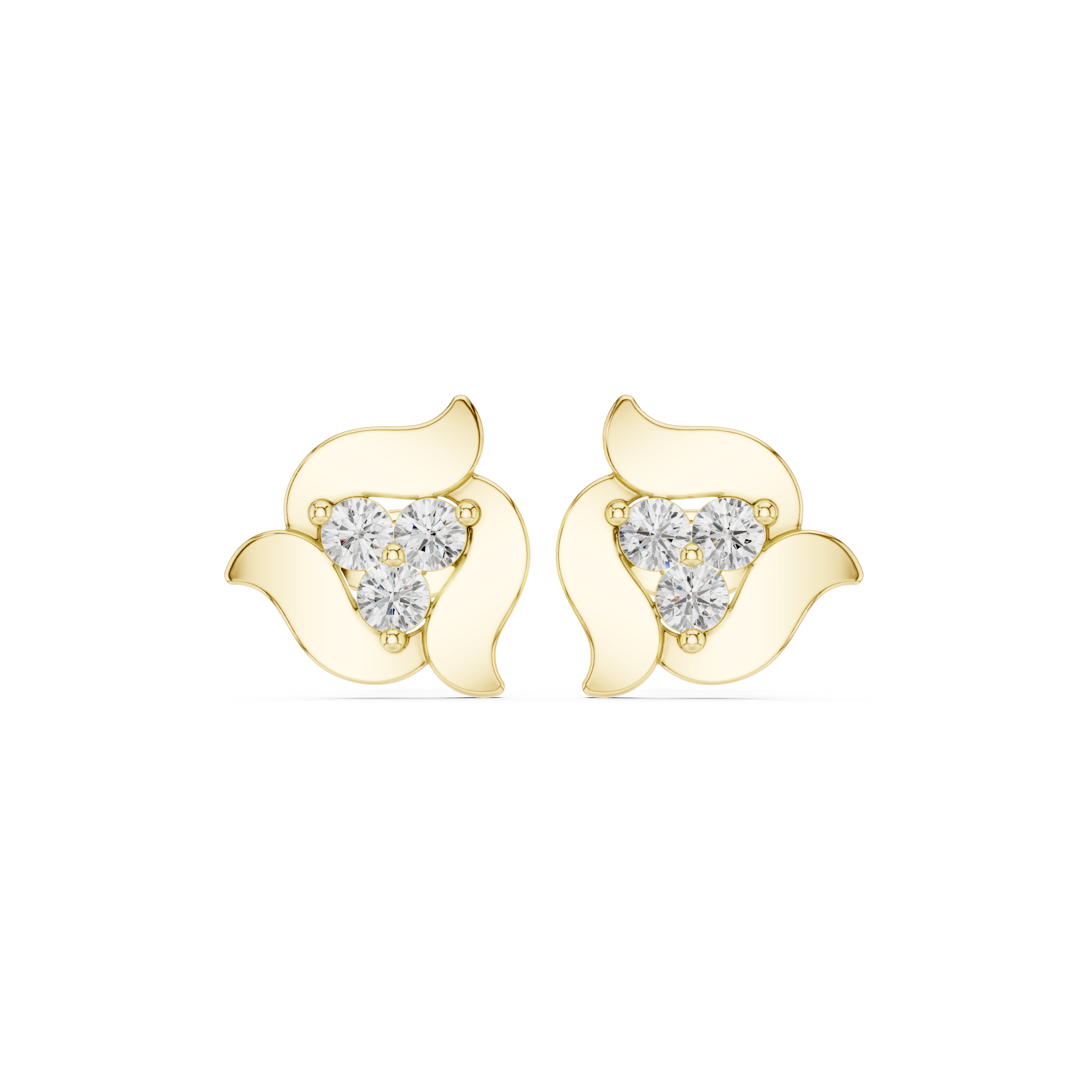 Golden Tri Bloom Studs