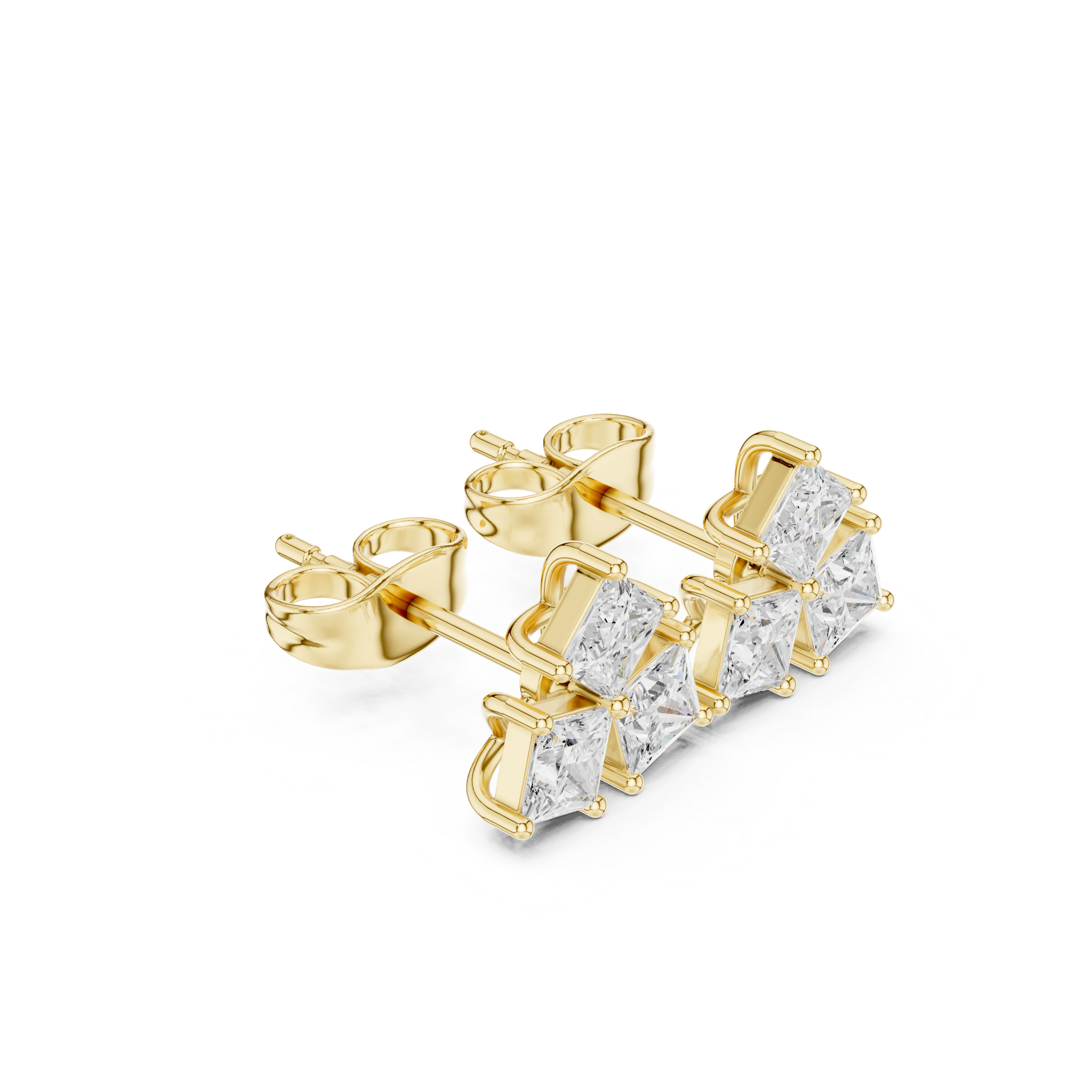 Golden Trillium Princess Cut Studs