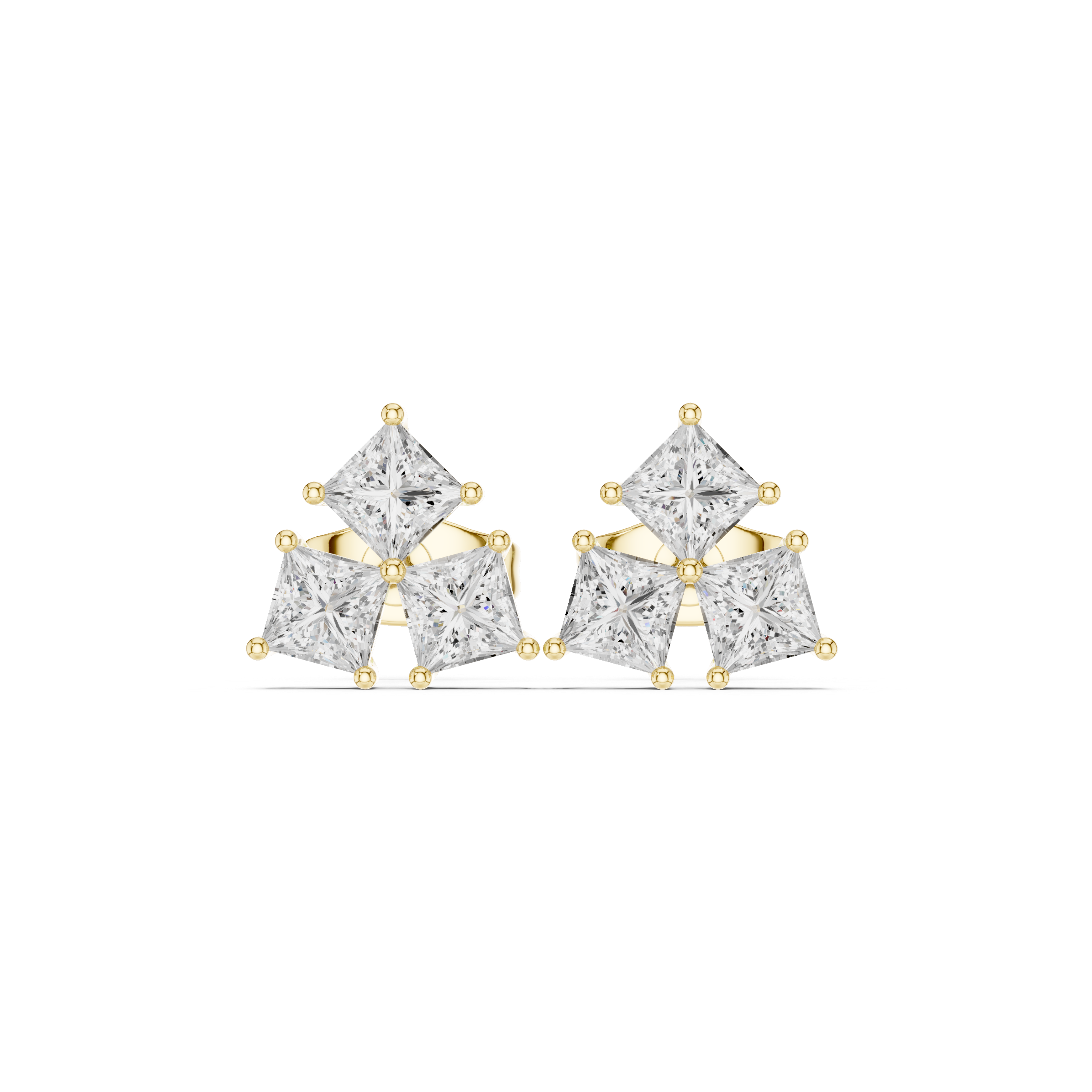 Golden Trillium Princess Cut Studs