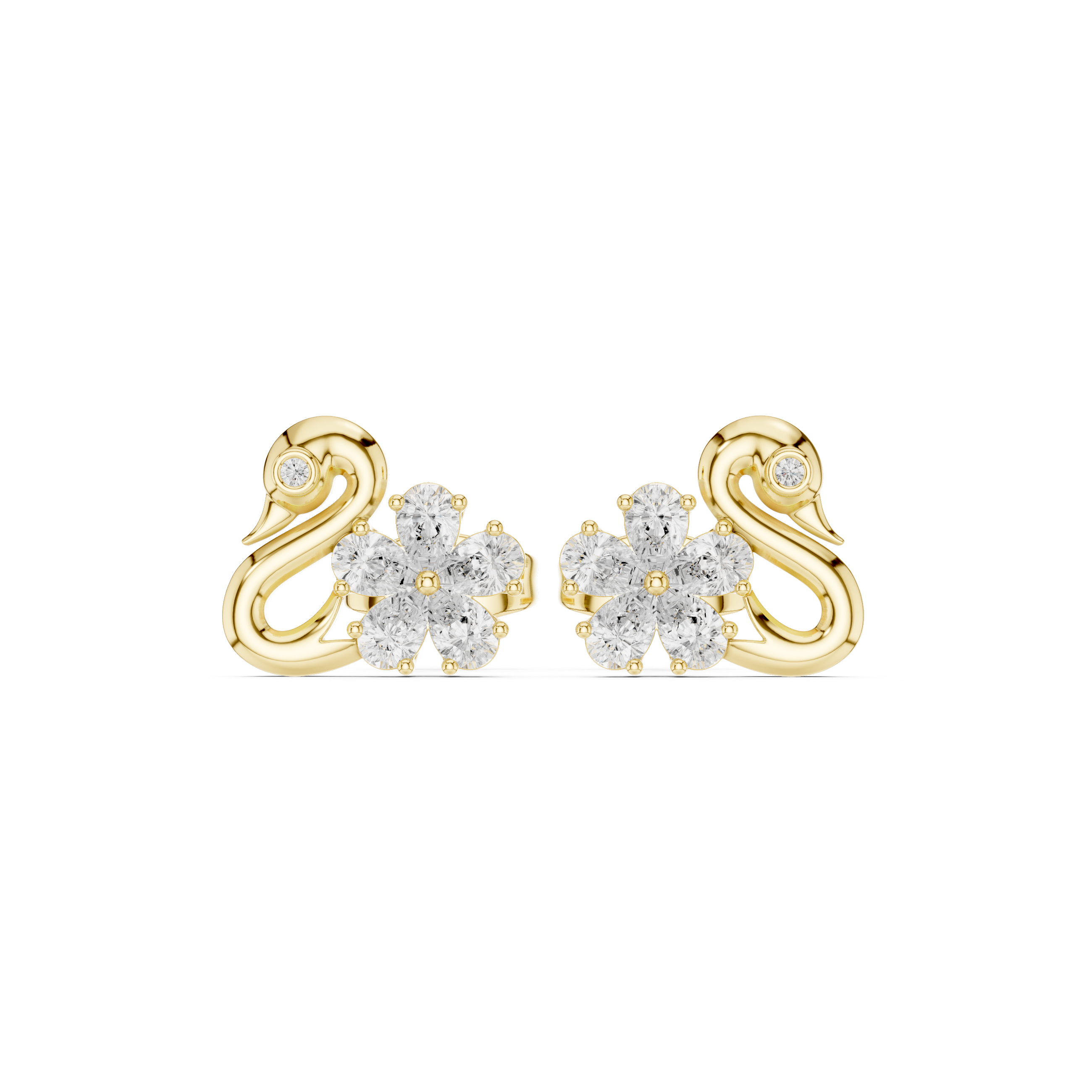 Golden Swan Floral Studs