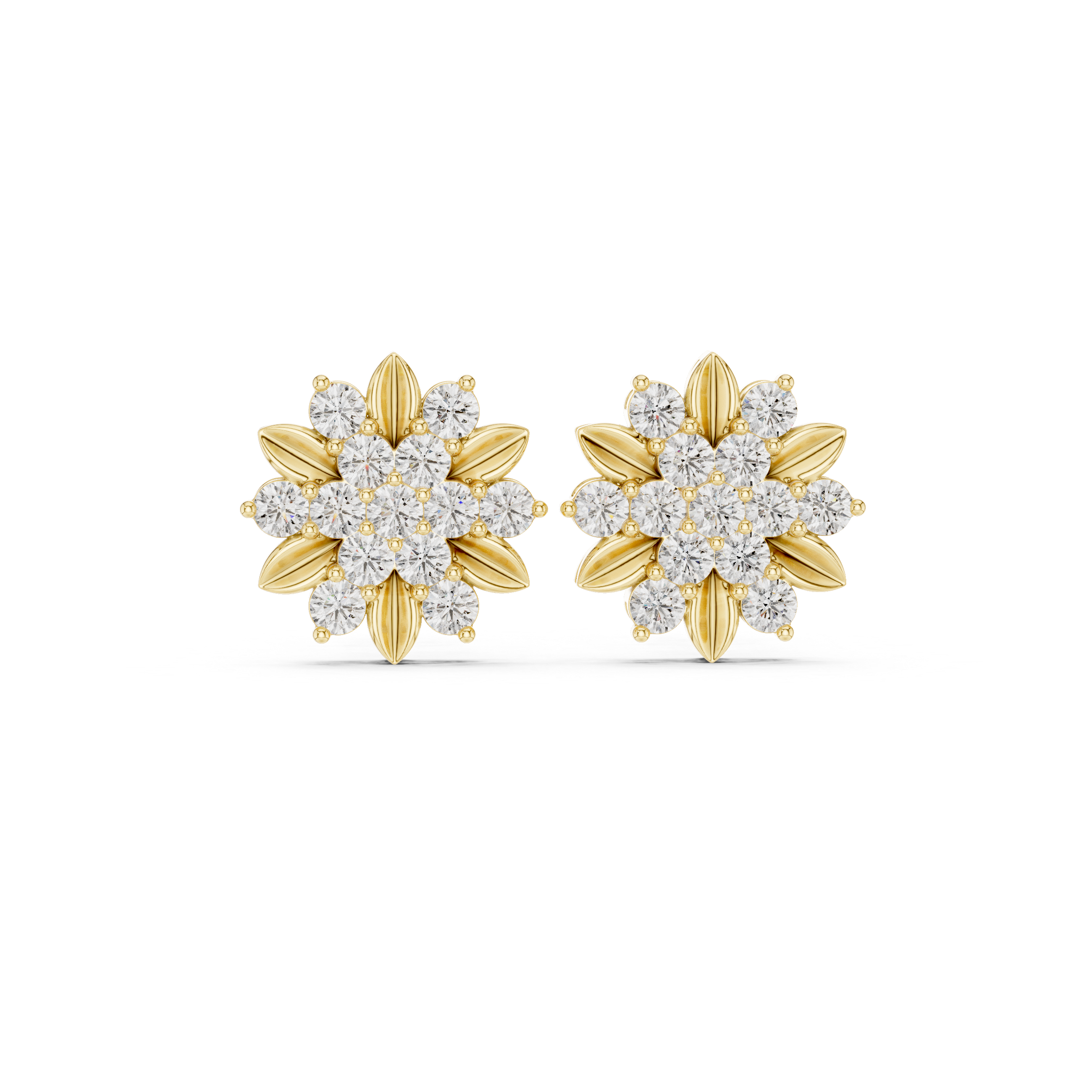 Golden Sunflower Cluster Studs