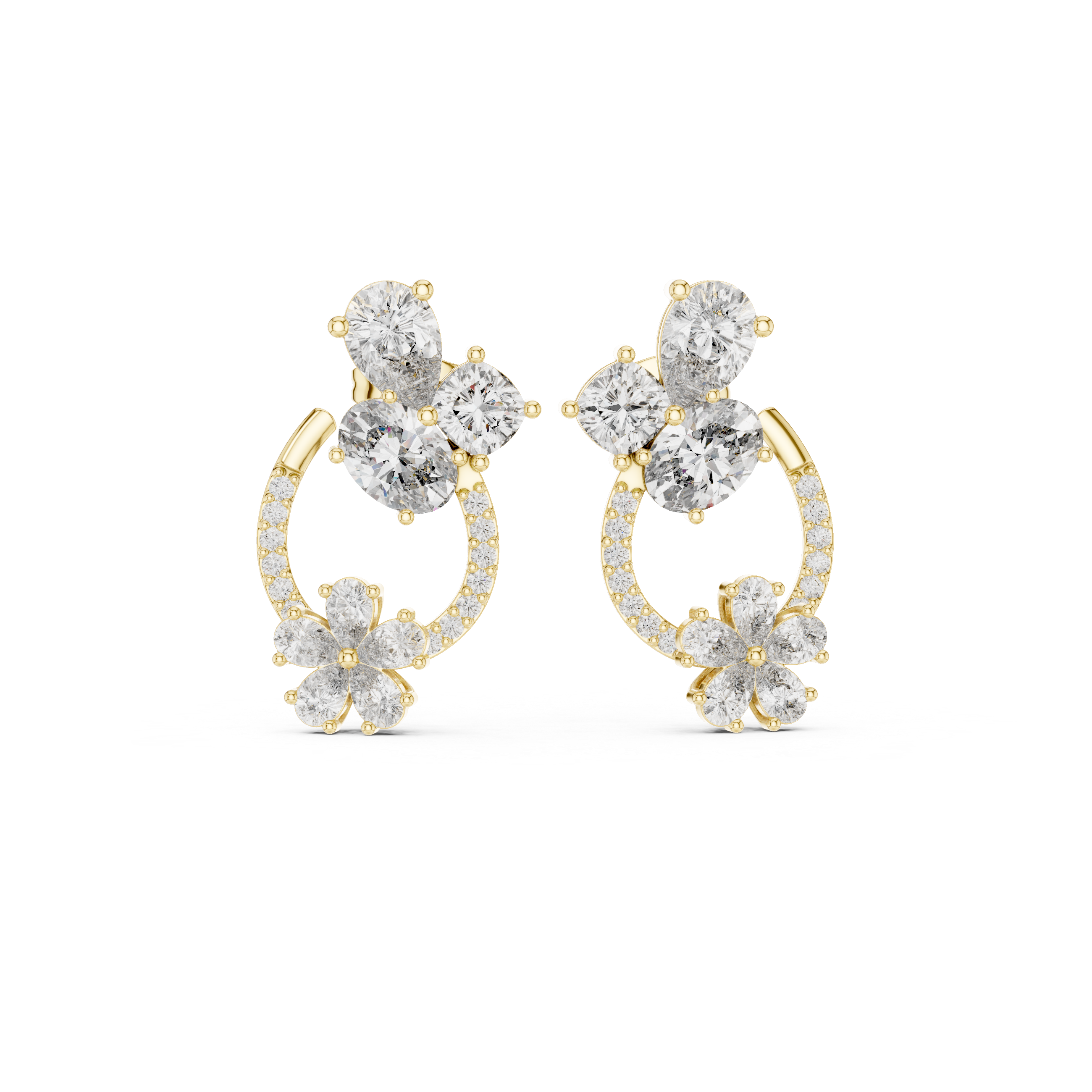 Empress Majesty Oval & Floral Earrings