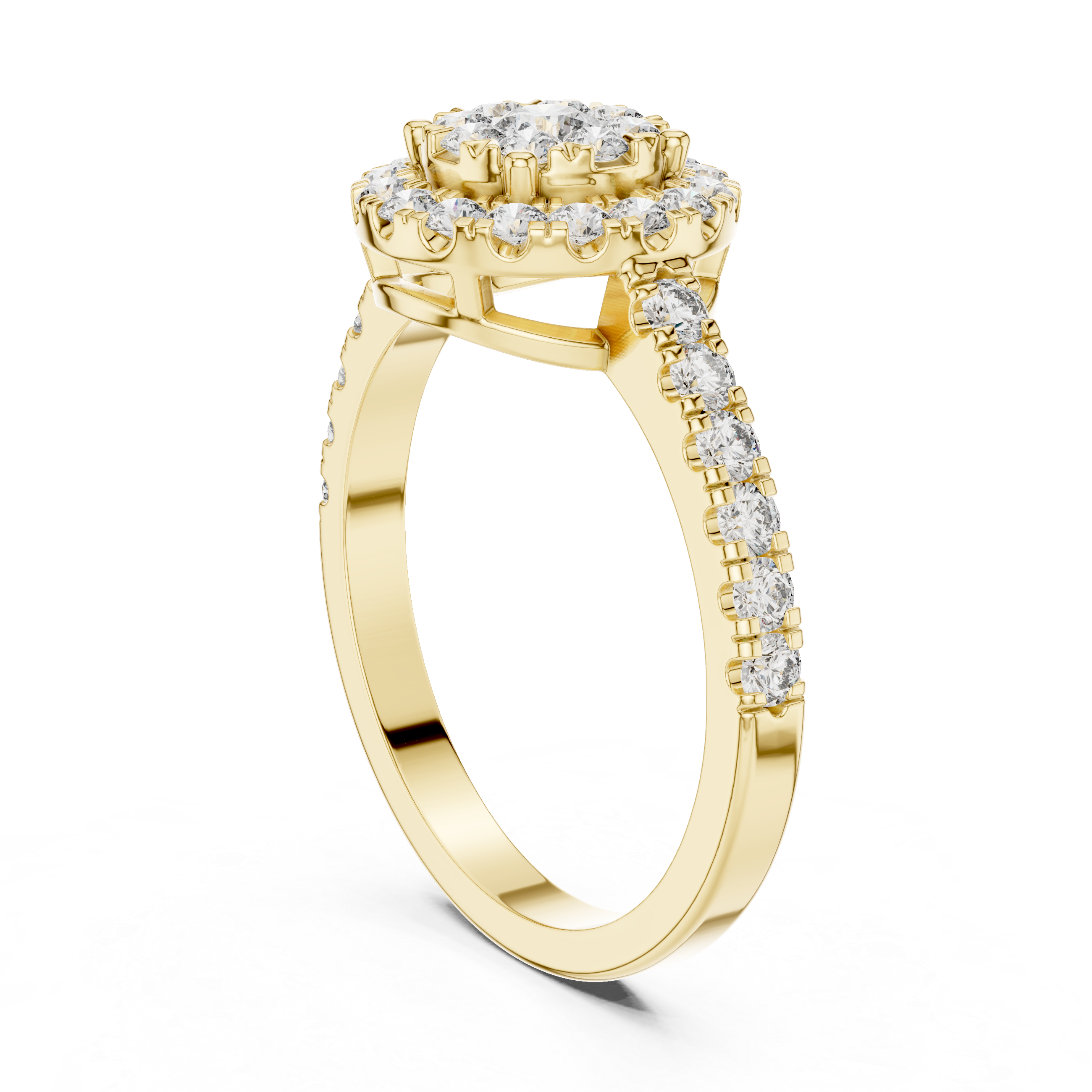 Sovereign Round Halo Cluster Diamond Ring
